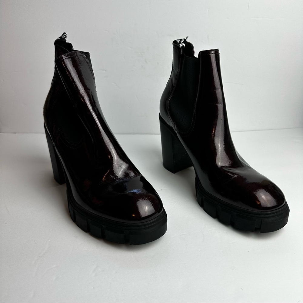 Gbg Keona Platform Chelsea Boots Women's Size 11 Shoes Cherry Red Chunky FLAW